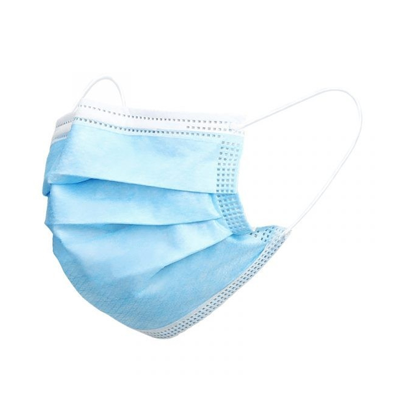 Masque médical type iir haute filtration 3 plis, élastiques aux oreilles - bleu