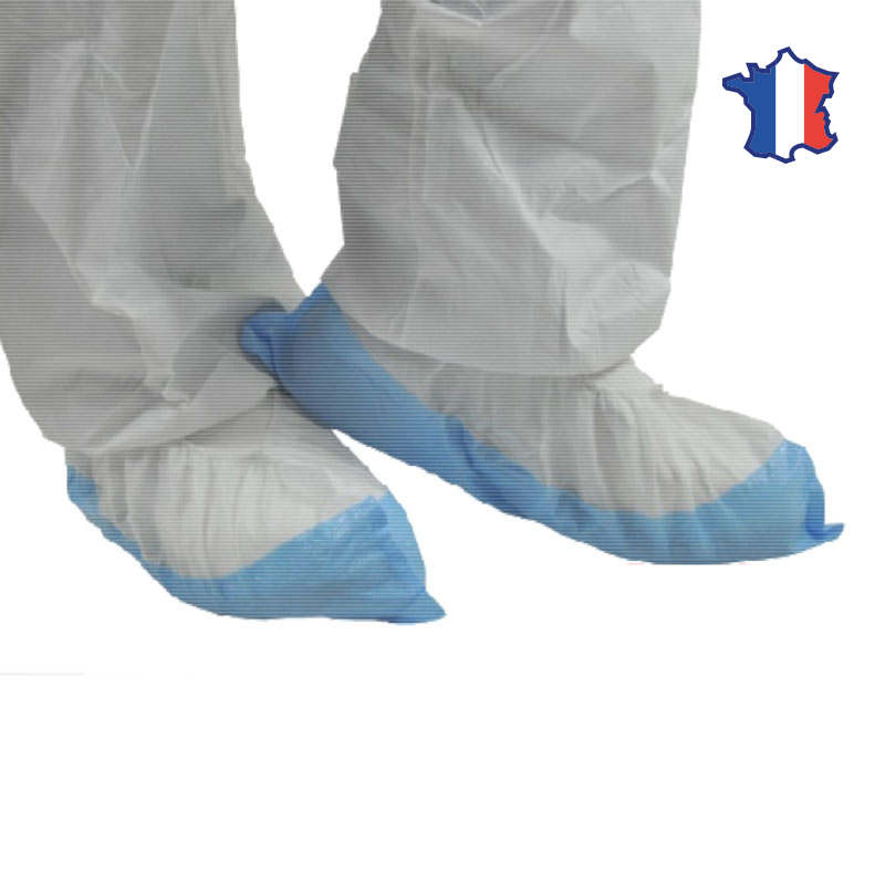 Surchausses antiderapantes bleues en polypropylène de 40 gr
