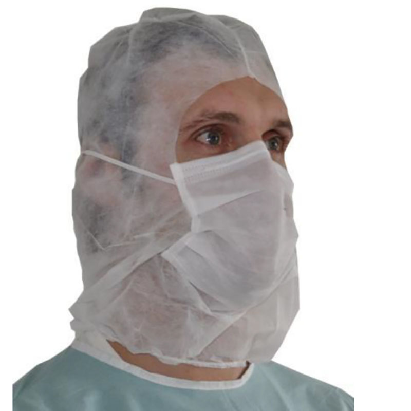 Cagoule pp elastiquee + masque - blanc.