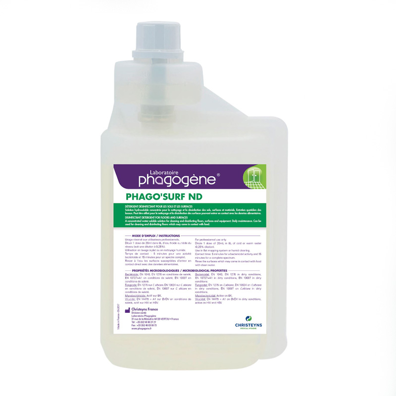 Phagosurf nd, nettoyant désinfectant concentré pour sol et surface - 1l