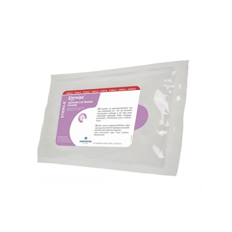 Non tissé cell/ poly sterile avec sporicidal low residue peroxide en 20 x20 cm