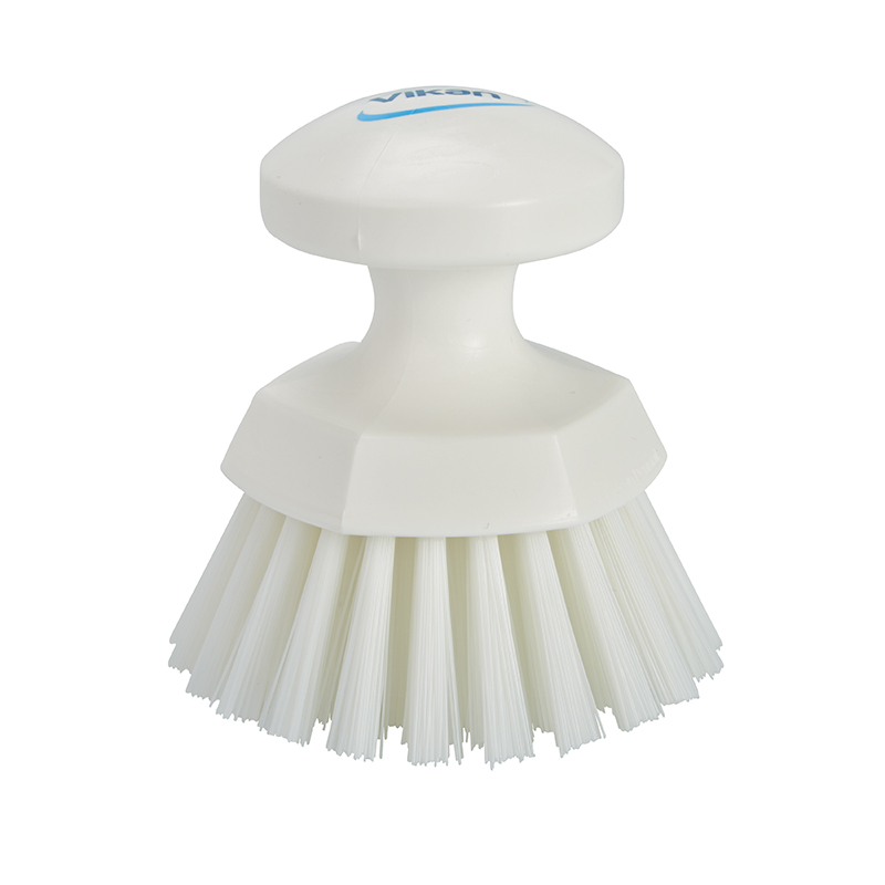 Brosse ronde soleil a main diam 120 mm fibres 44mm dures en polyester.