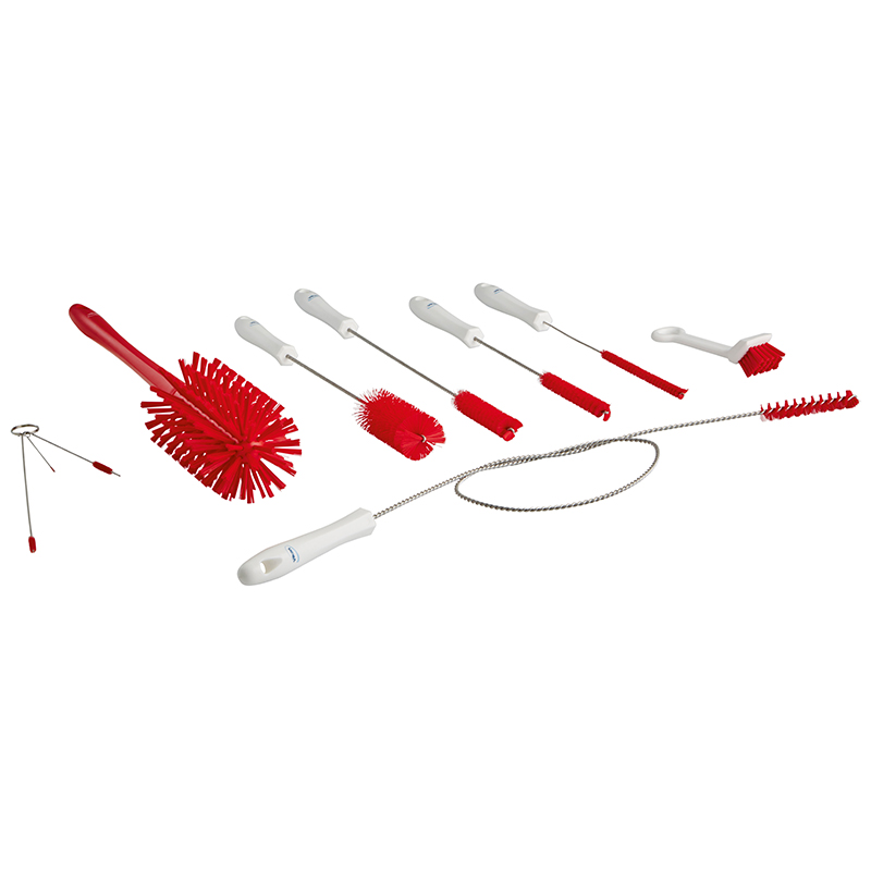 Kit brosse sundae constitué de 8 pièces écouvillon & brosse - rouge